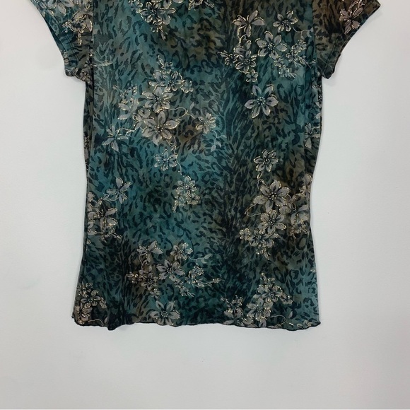 Y2K Brittany Black Mixed Media Animal Print Shirt Size Small - Picture 7 of 8